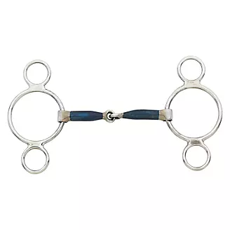 Blue Steel Jointed 2-Ring Gag Bit