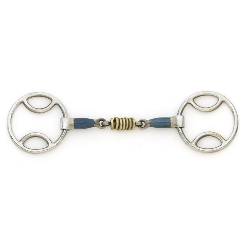 Blue Steel Loop Ring Gag Bit w/ Brass Rollers 5