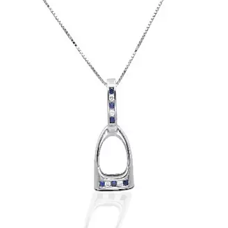 Kelly Herd Blue and Clear English Stirrup Necklace