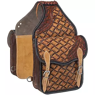 Tough1 Basket and Leaf Tooled Saddle Bag
