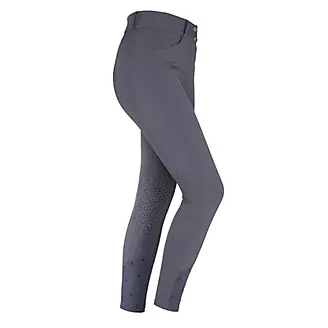 SANTINY Women's Horse Riding Pants with Zipper Pockets Knee-Patch Schooling  Tights Equestrian Breeches for Women Taupe Medium