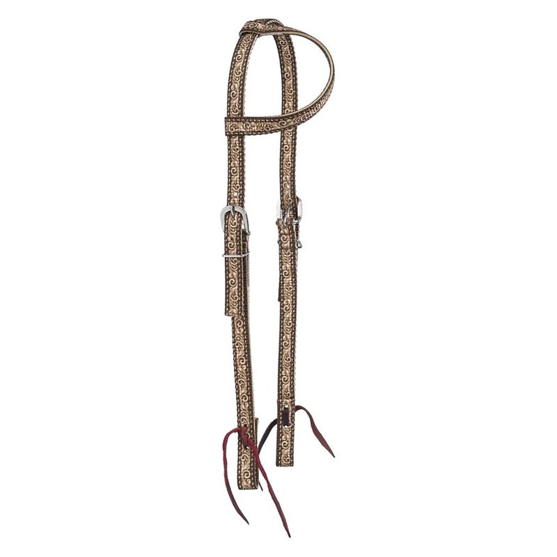 Tough1 Printed Nylon Ear Headstall Brown Tooled