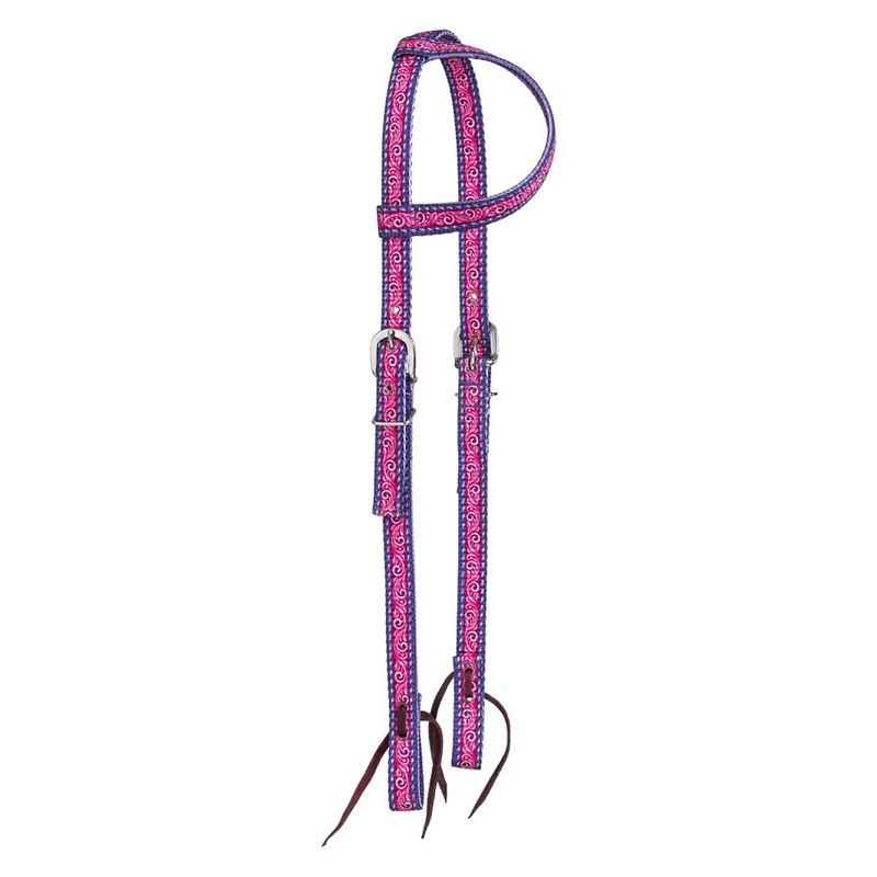 Tough1 Printed Nylon Ear Headstall Purple Tooled