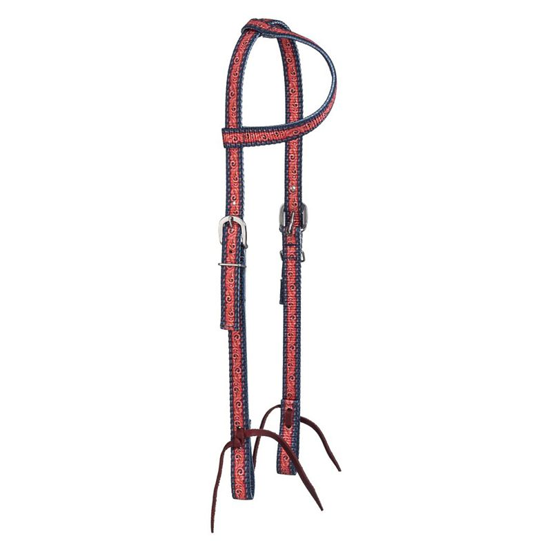 Tough1 Printed Nylon Ear Headstall Navy/Red