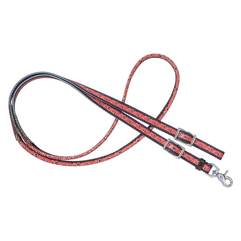 Tough1 Nylon Rolled Roping Reins Navy Tooled