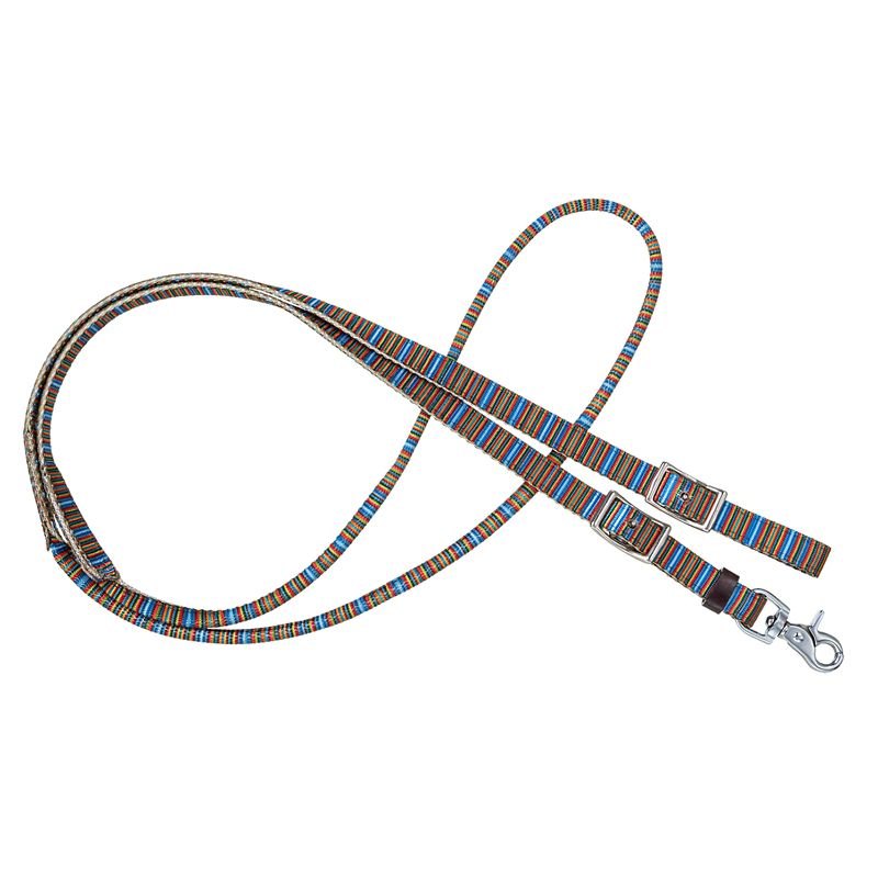 Tough1 Nylon Rolled Roping Reins Serape Stripe