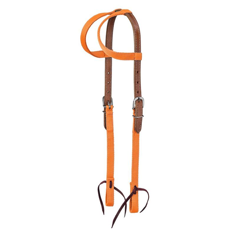 Tough1 Premium Nylon Double Ear Headstall Orange