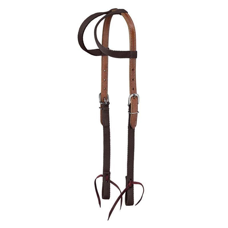 Tough1 Premium Nylon Double Ear Headstall Brown