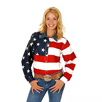 Roper Ladies American Flag L/S Shirt