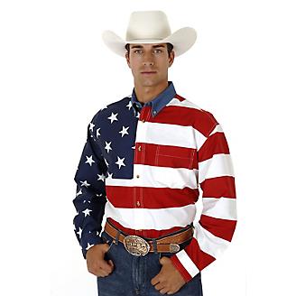 Roper Mens American Flag L/S Shirt