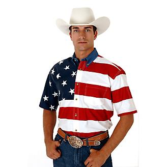 Roper Mens American Flag S/S Shirt