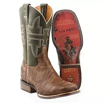 Tin Haul Mens Cowboy Sole Sq Toe Boots