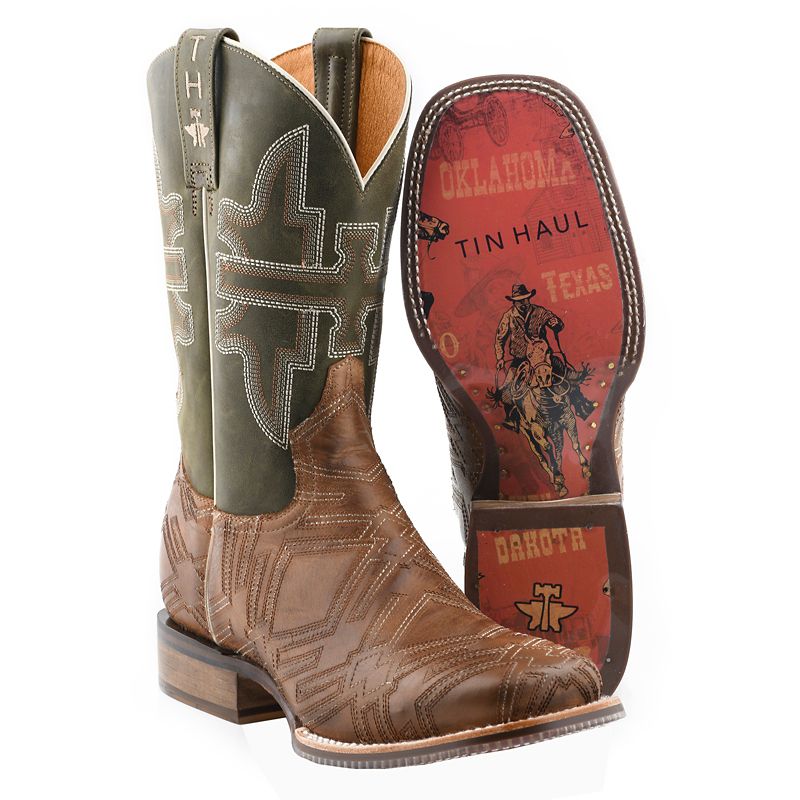 Tin Haul Mens Cowboy Sole Sq Toe Boots 11 EE Tan -  KARMAN INC, 1402000770473/11EE