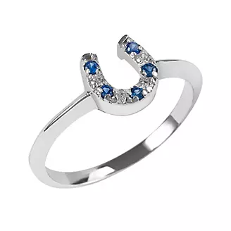 Kelly Herd Blue and Clear Horseshoe Ring