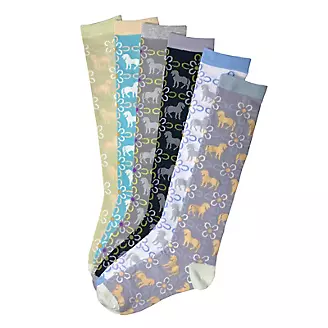 Horseshoe Blossoms Tall Socks 6 Pack