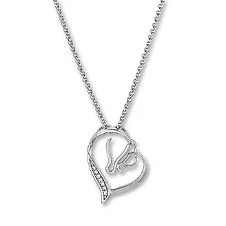 Mare & Foal Heart Necklace Silver