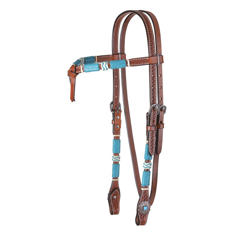 1025-09-S4 Circle Y Turq Roundup Browband Headstall Reg Oil sku 1025-09-S4