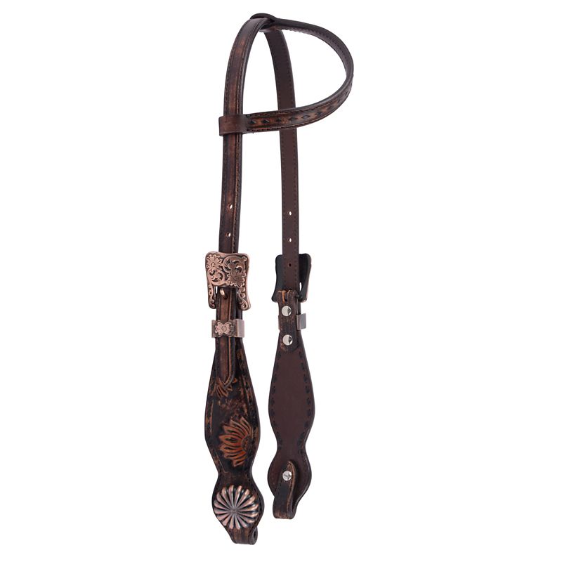 Circle Y Vintage Sunflower One Ear Headstall Brown