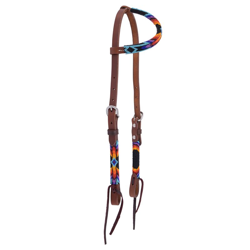 Circle Y Infinity Beaded One Ear Headstall Brown