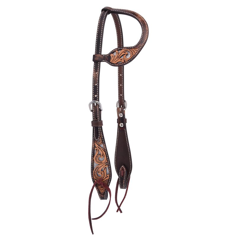 1029-16-SV Circle Y Glitter in Motion OneEar Headstall Brown sku 1029-16-SV