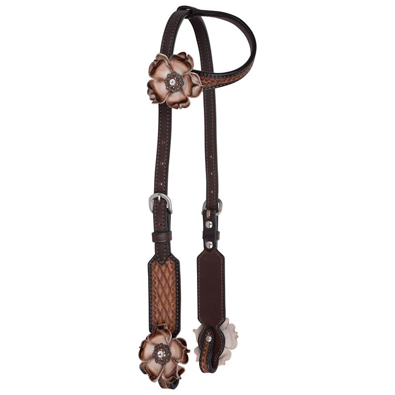 1030-17-SV Circle Y Dusty Rose Vintage OneEar Headstall Brown sku 1030-17-SV