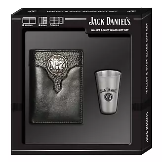 Jack Daniels Trifold Wallet Shot Glass Gift Set