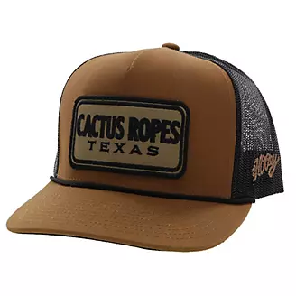 Cactus Ropes CR79 Trucker Cap Tan/Black Rect Patch