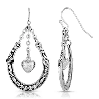 1928 Jewelry Horseshoe w/Hanging Heart Earrings