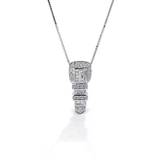 Kelly Herd S Slv Classic Buckle Necklace Clear