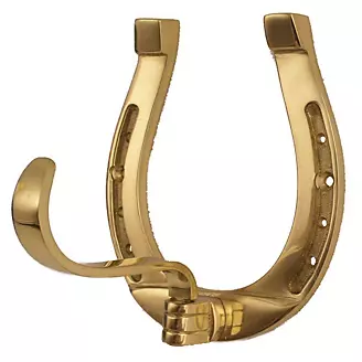 HorseFare Brass Horseshoe W/Swing Over Hook Lg Blk