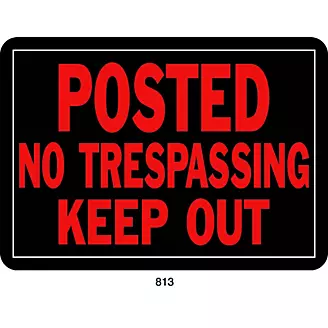 No Trespassing Property Sign 10 X 14In Blk/Orange