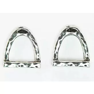 Finishing Touch Hammered Stirrup Earrings Silv