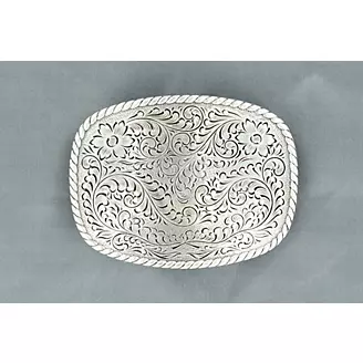 Nocona Oval Rectangle Floral Buckle Silver Plated