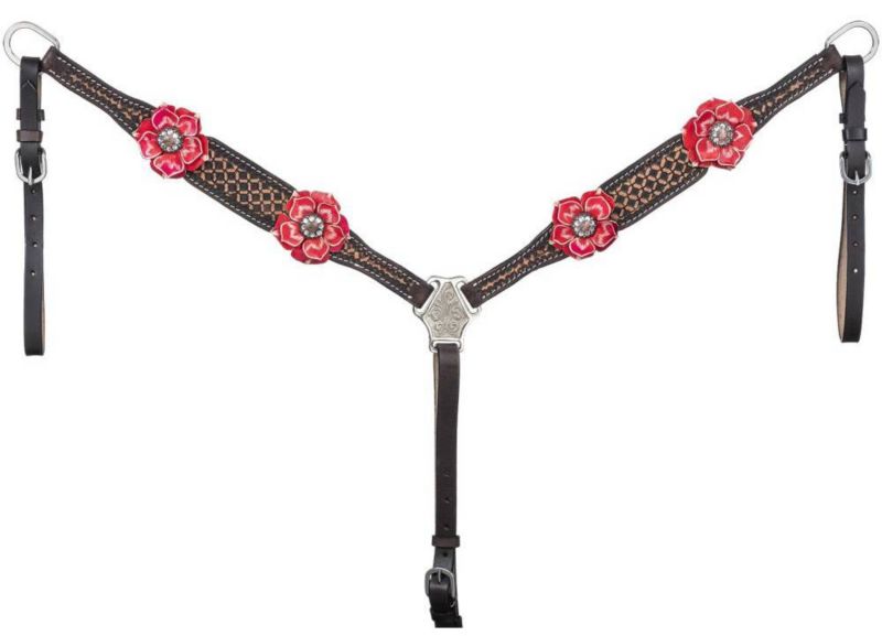 Tough1 3D Zinnia Flower Breast Collar Dark Antique