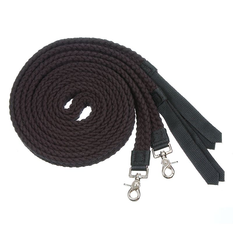 Flat Cotton Split Reins 7ft Black