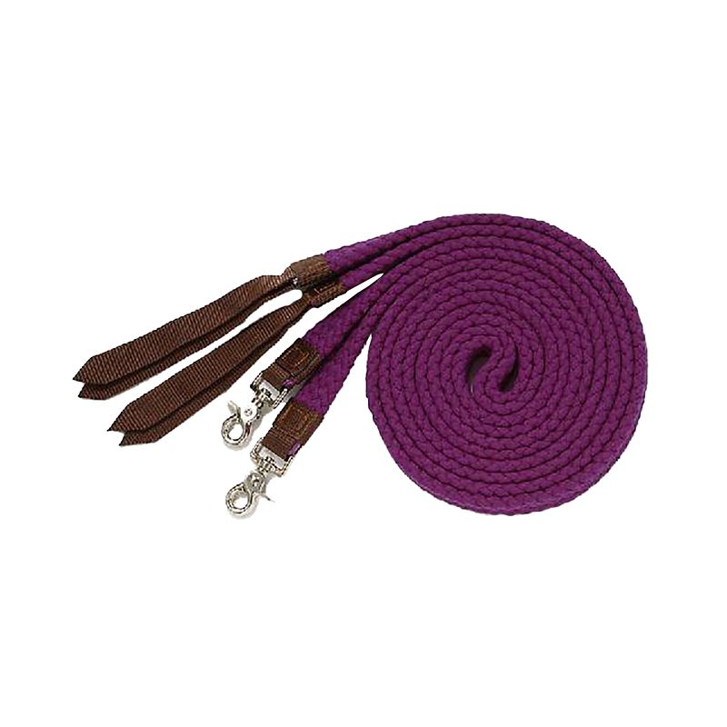 Flat Cotton Split Reins 7ft Purple