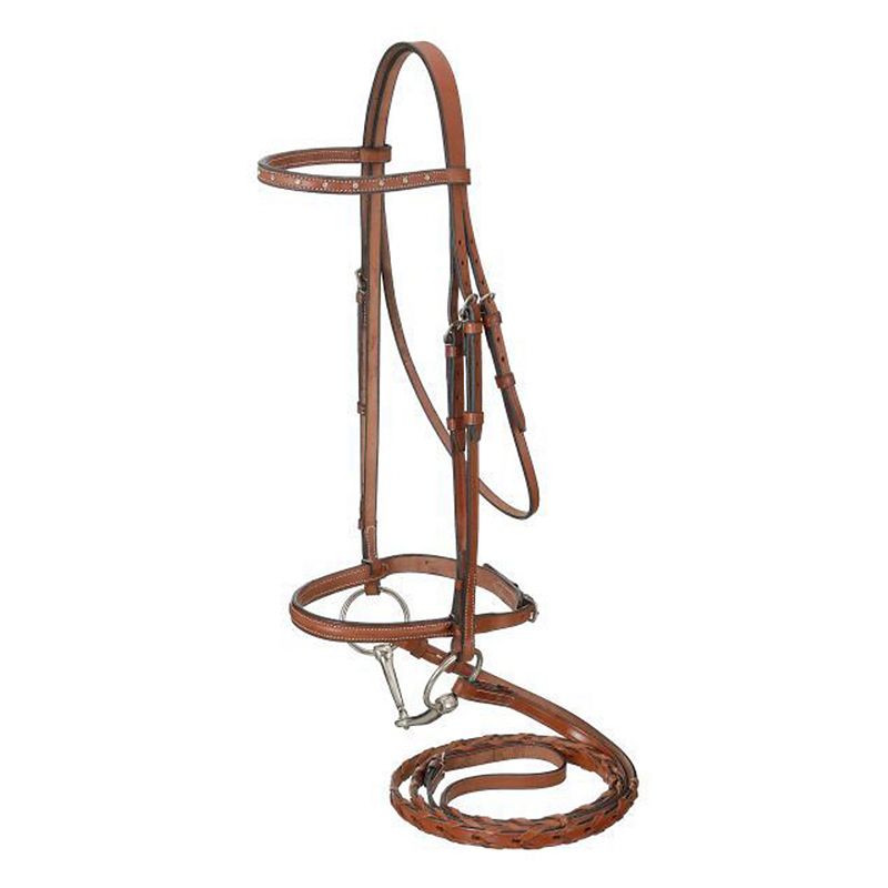 Raised Snaffle English Bridle W/Crystals Brown