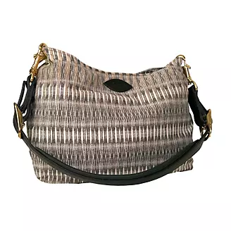 Perris Handbag w/Pad Leather Strap Lg Grey/White