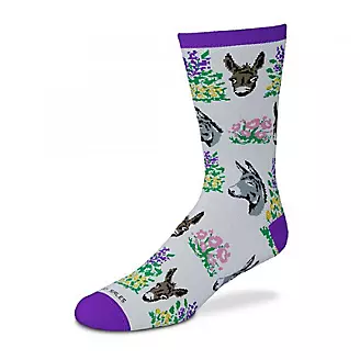 Donkey Blossoms Socks Adult Purple/White/Floral
