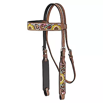 Silver Royal Paisley/Sunflower Browband Headstall