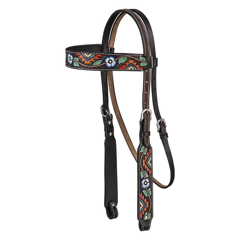 Silver Royal Aztec/Flower Browband Headstall