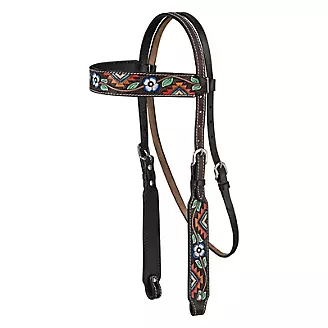 Silver Royal Aztec/Flower Browband Headstall