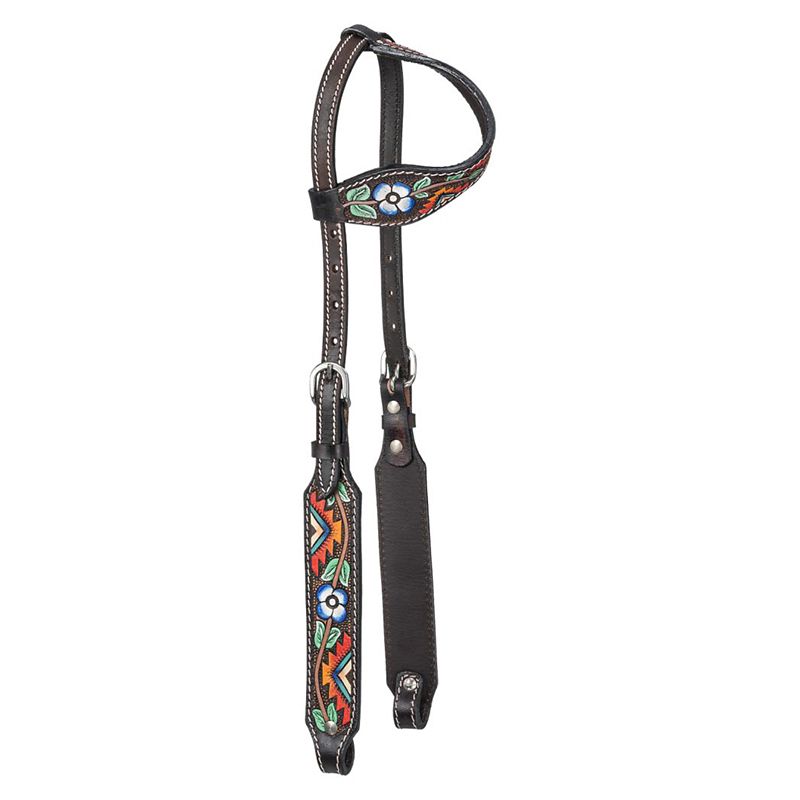 Silver Royal Aztec/Flower Single Ear Headstall