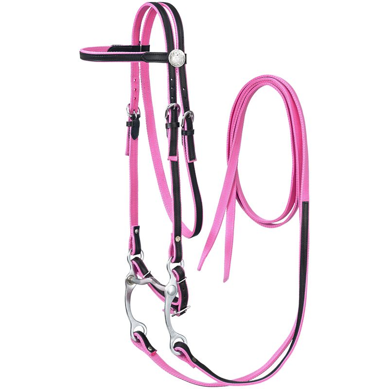 King Series Nylon Browband Bridle Leather Pink