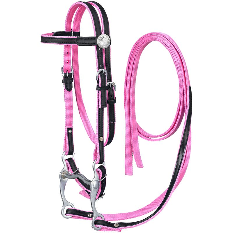 King Series Nylon Pony BB Bridle Leather Pink