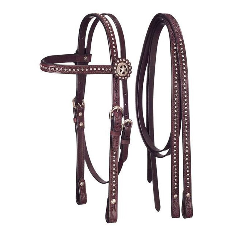 King Series Silver Dots Mini Headstall Dark Oil