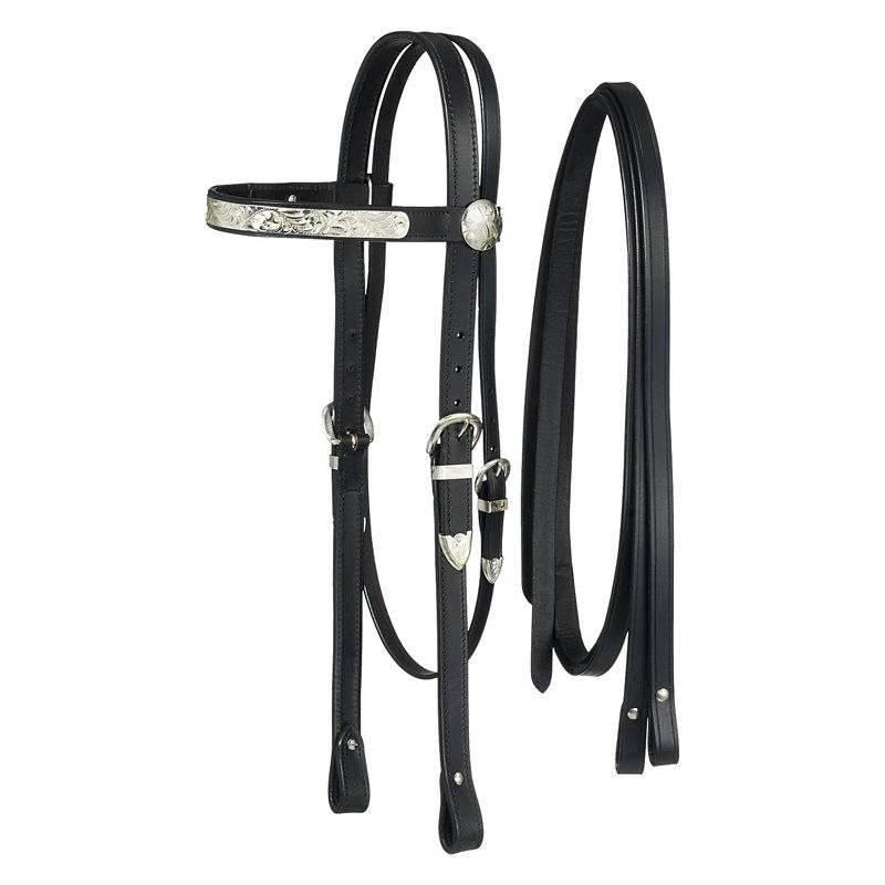 King Series Draft Horse Show Headstall Rein Black