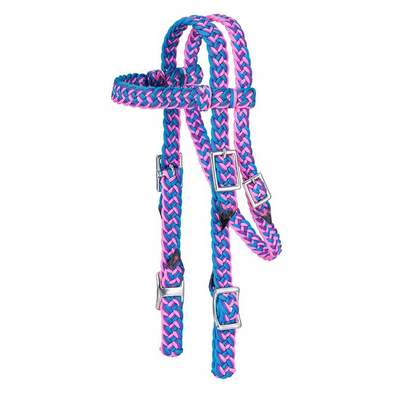 Tough1 Braided Nylon Mini BB Headstall Ppl/Turq