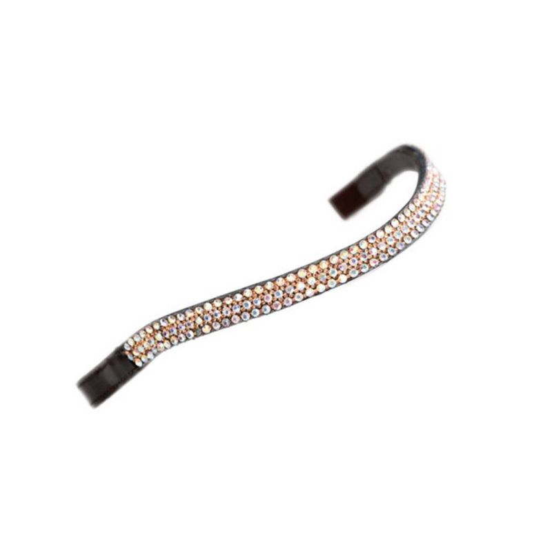 Shires Wide Diamante Browband Pony Peach/Havana