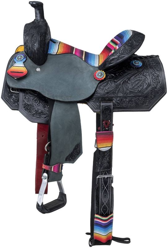 Silver Royal Yth Serape Print Barrel Saddle 10 Blk